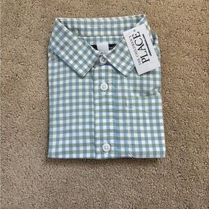 The Children's Place Green & White Gingham Button-Down Shirt